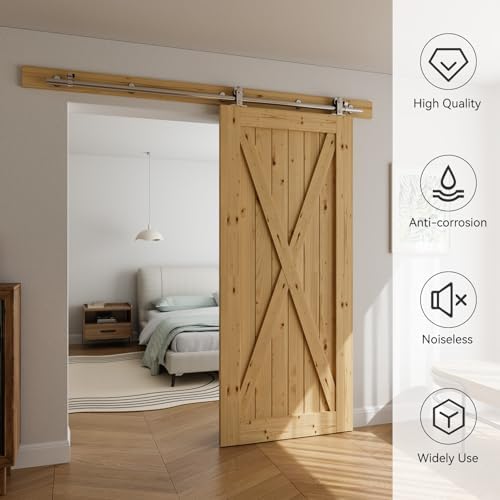 Edelstahl Schiebetürbeschlag 200cm Laufschiene Komplettset für Holztür 100cm Breit T Form