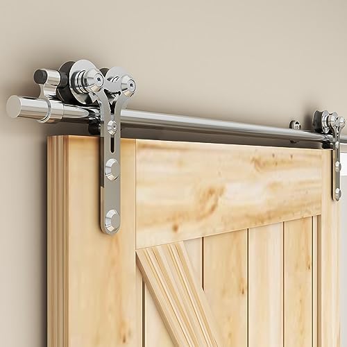 WOLFBIRD Schiebetür Beschläge Edelstahl für Doppeltür aus Holz - Heavy Duty Stabil - 183cm Y-Form Set